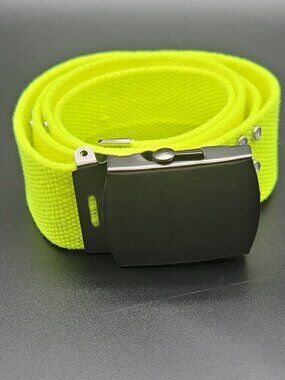 Yellow Webbed Belt Adjustable Solid Studded Goth Emo  Buckle One Size